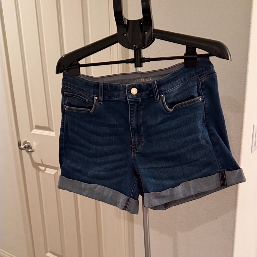 White House Black Market Dark Blue Rolled Hem Denim Shorts